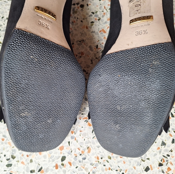 Gucci Marmont Suede Fringe GG Logo‎ Loafer Pumps - Picture 15 of 17